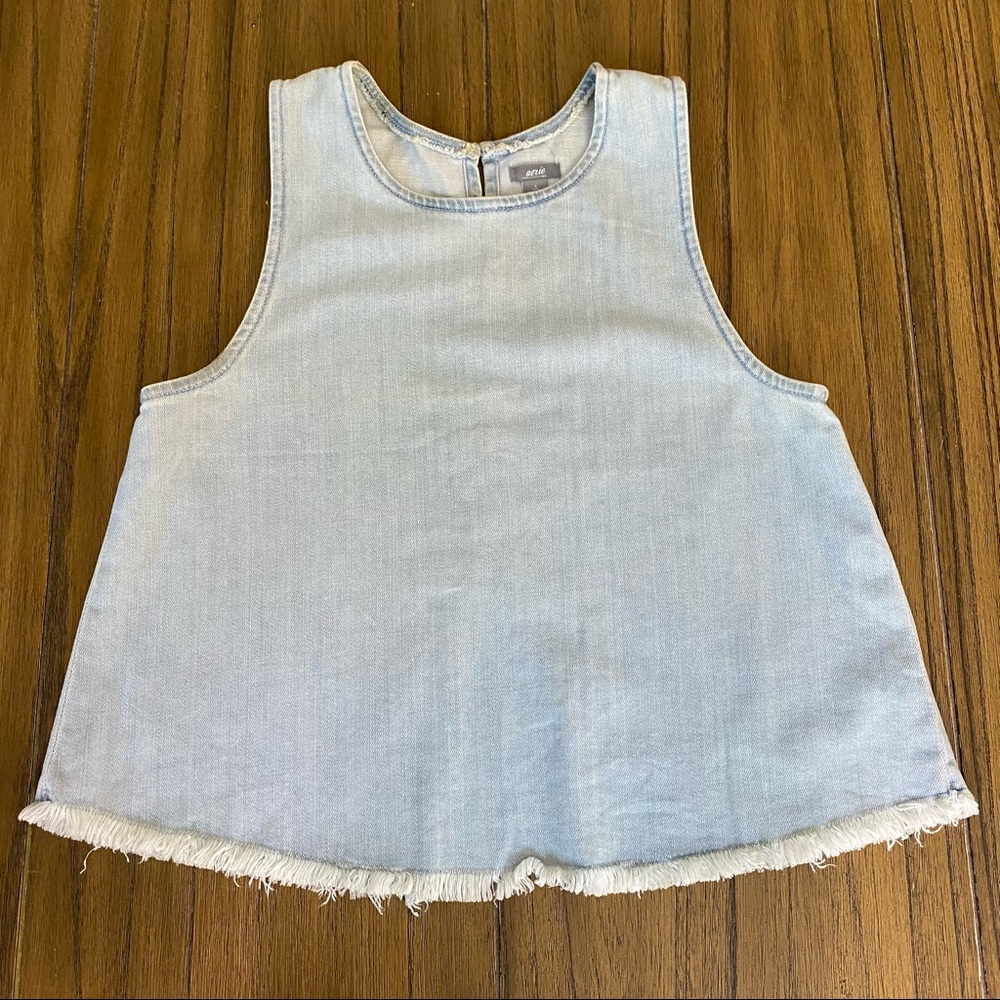 Aerie light wash chambray tank top shirt